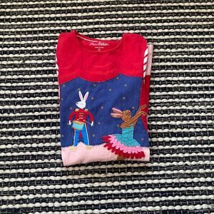 🌿Mini Boden Girls Applique Dancing Nutcracker Ballet Red Longsleeve Dress 8/9Y